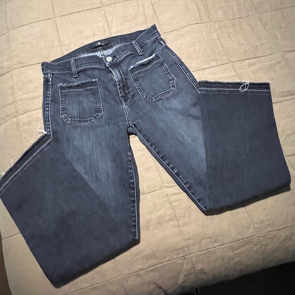 7 For All Mankind cropped bootcut jeans with front pockets, size 28